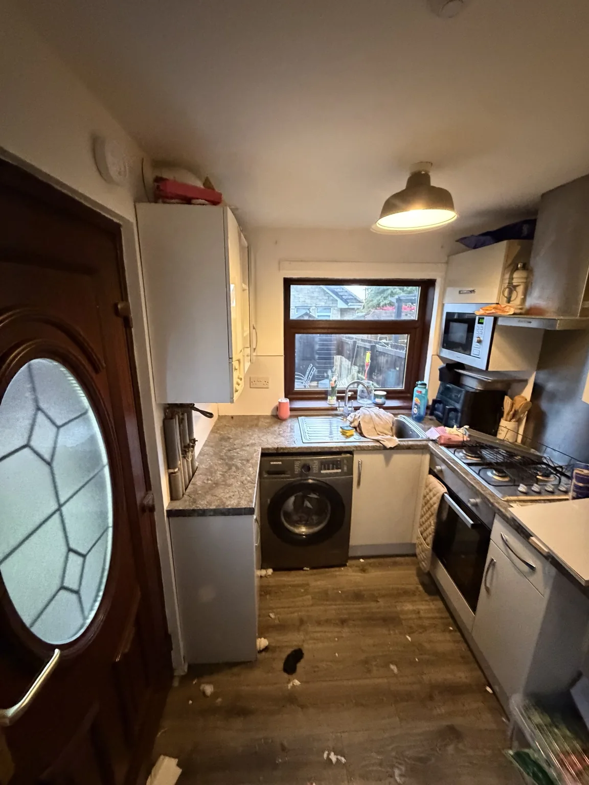 Customer kitchen before protective floor and worktop coverings were placed